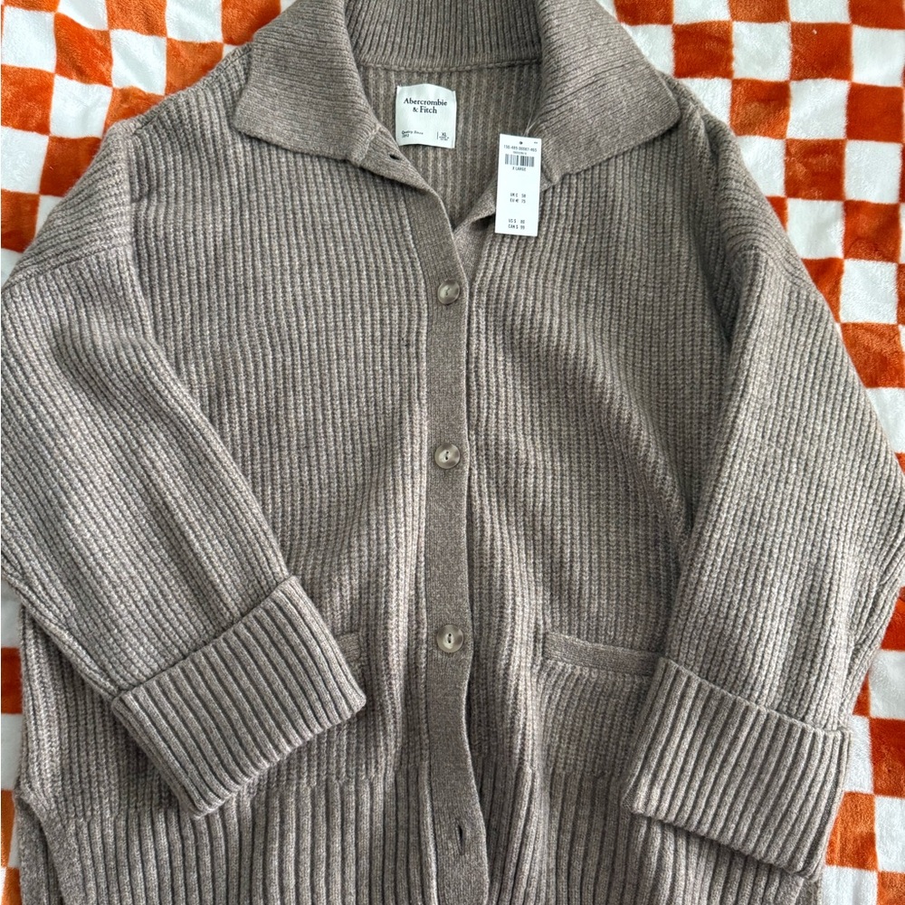 Abercrombie & Fitch Brown Ribbed Cardigan Sweater